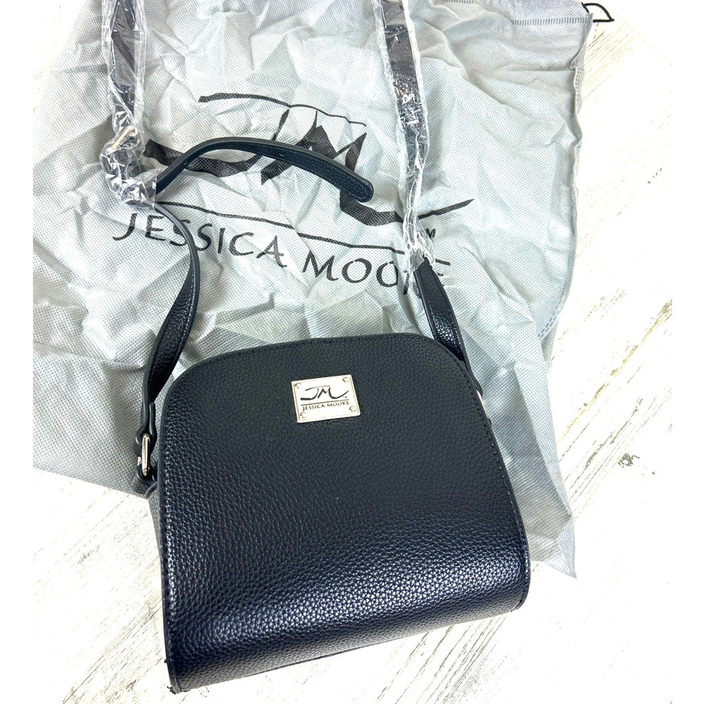 Jessica Moore Womens Black Leather Exquisite Collection Crossbody Bag NWT